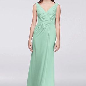 Mint green David’s bridal bridesmaid dress